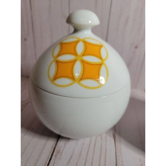 Mid Mod MIKASA PIVOTAL TANGENTS ORANGE Sugar Bowl & Lid CREAMER Ben Seibel VTG - Picture 3 of 11